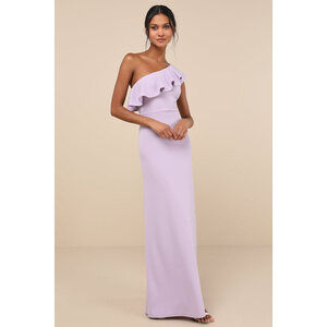 Lulus Last Forever Lavender One-shoulder Ruffle Maxi Dress Purple - Size XS
